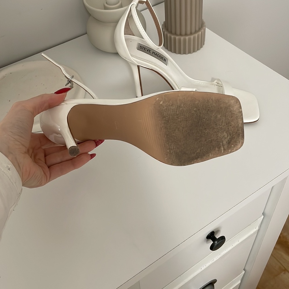 Steve Madden square toe white high heel sandals - Picture 3 of 4